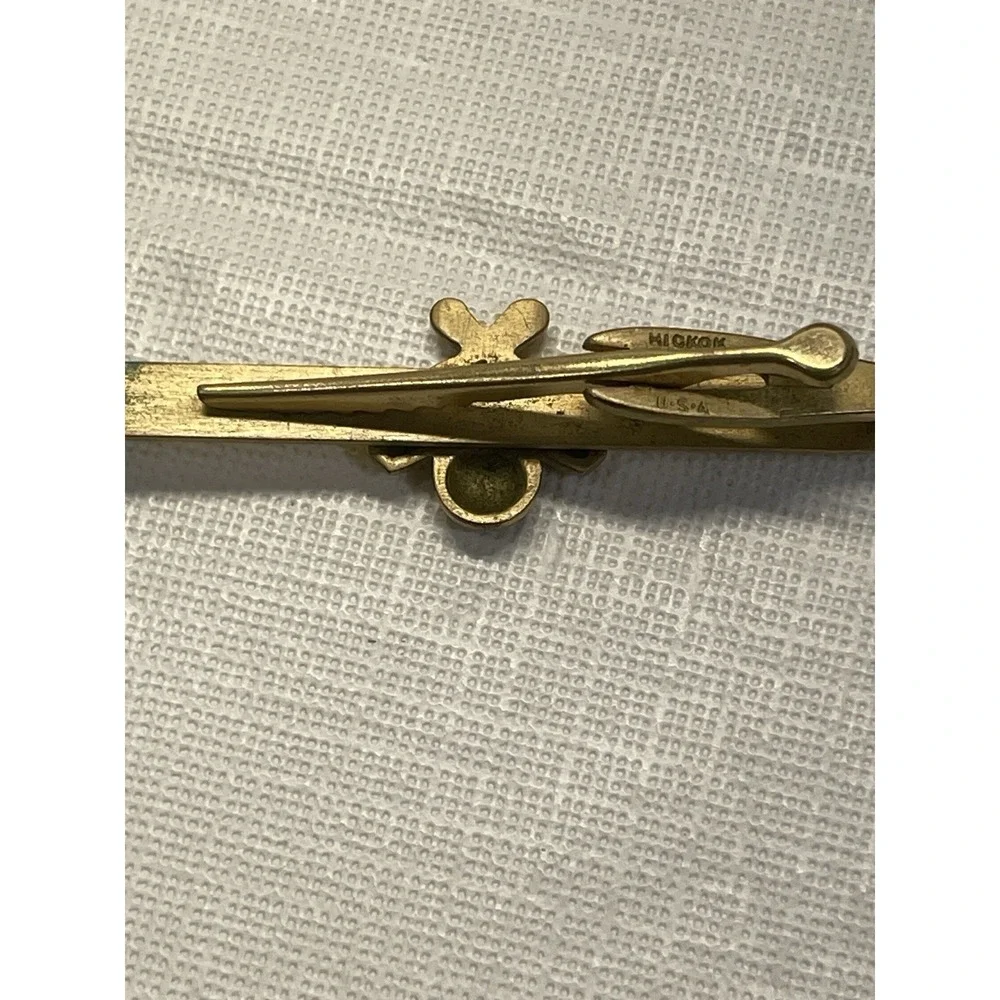 Hickok Bowling Tie Clip Gold Tone Vintage USA Bowling Pins‎